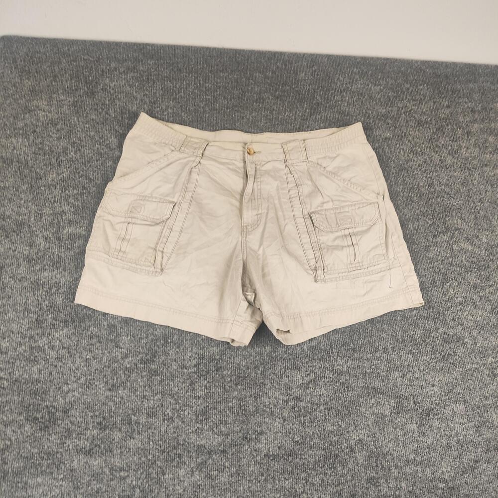 Outdoor Life Shorts Mens 38 Beige Cargo Canvas Elastic Waist Pockets Casual